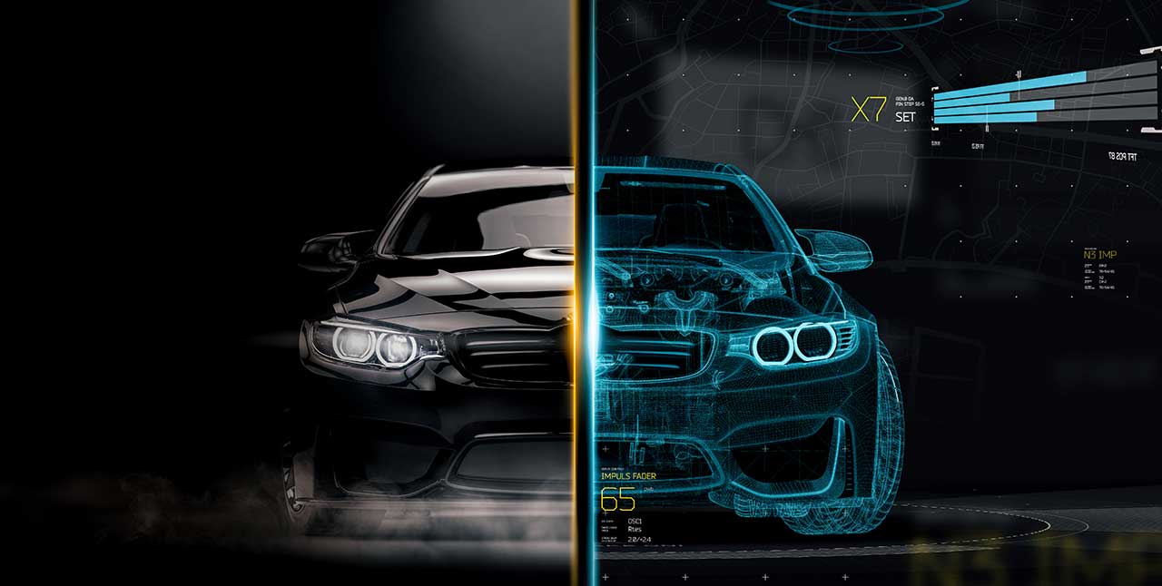 comparison between photo of car and 3D scan data