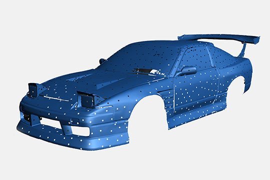 3d scan in, an example of a 3d scanned car.