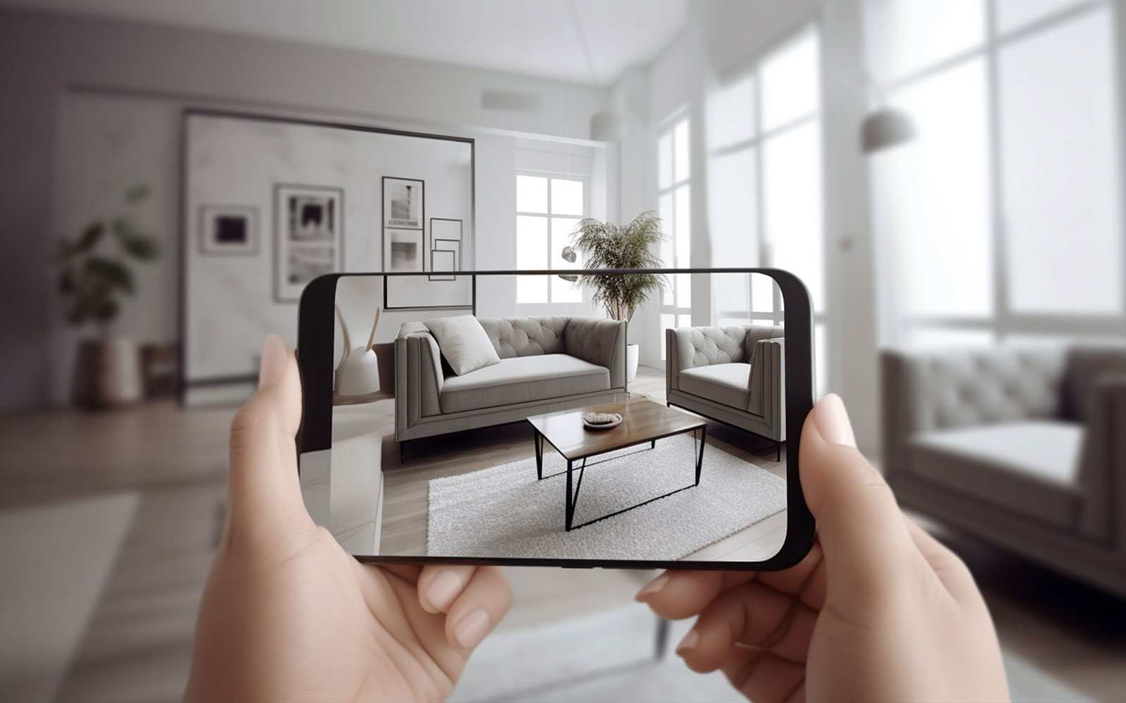 using augmented reality to display sofa in empty space