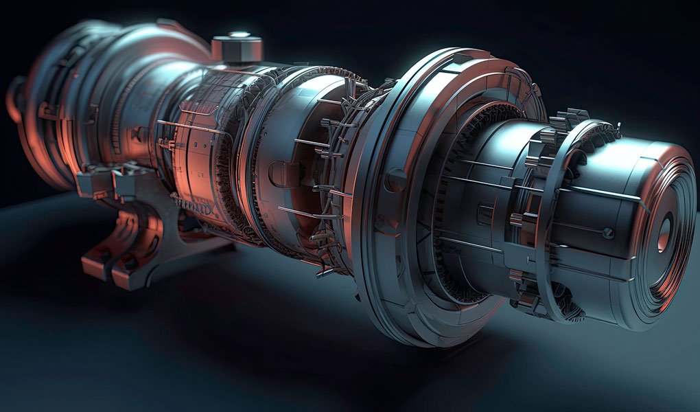 3d product rendering of a jet engine part