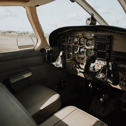 inside of a plane cockpit