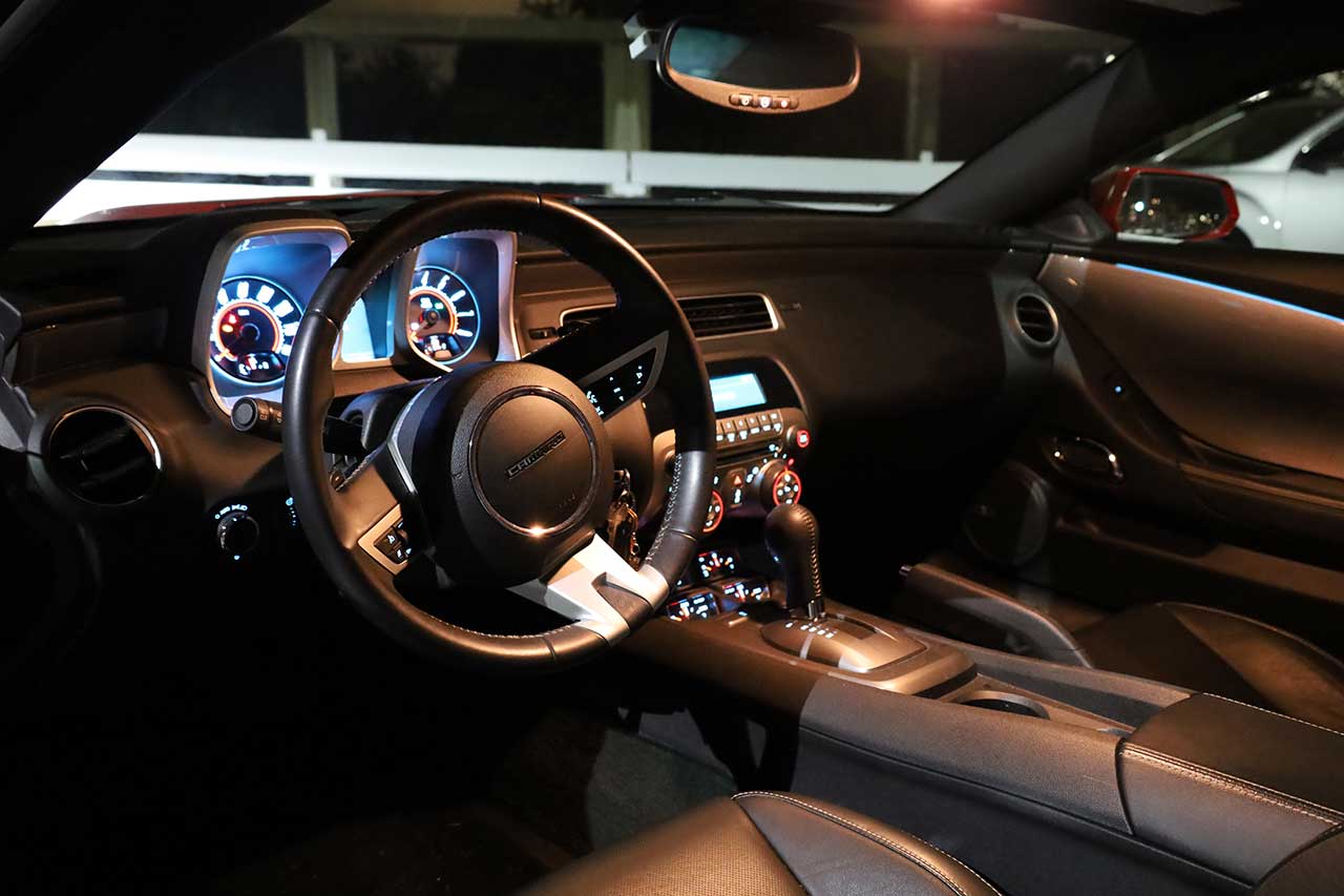 vehicle interior with custom dash