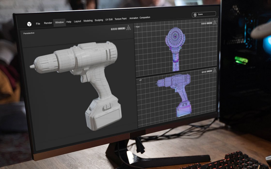 digital 3D model of a drill