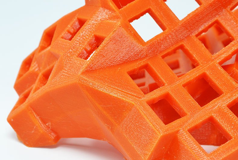 orange, honeycomb 3D printed parts