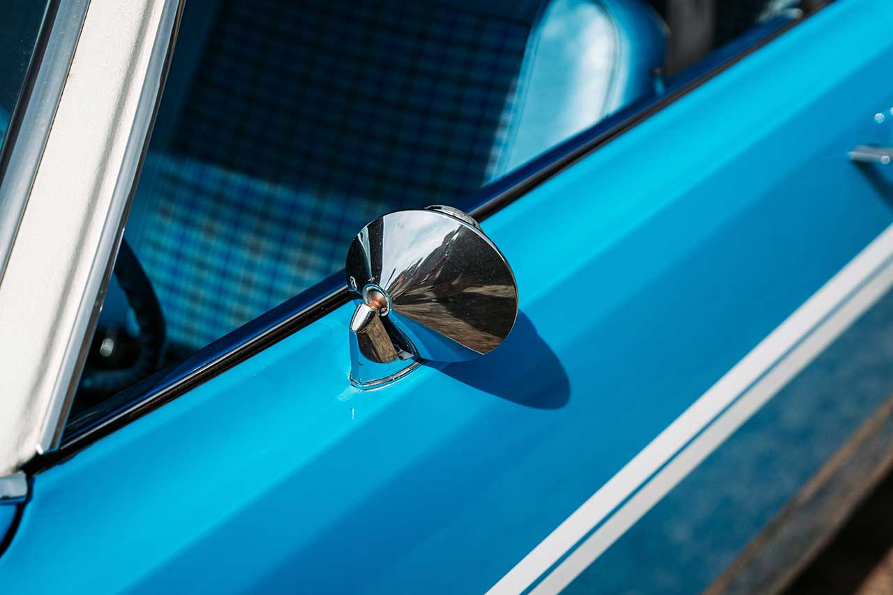 classic car with obsolete wing mirror