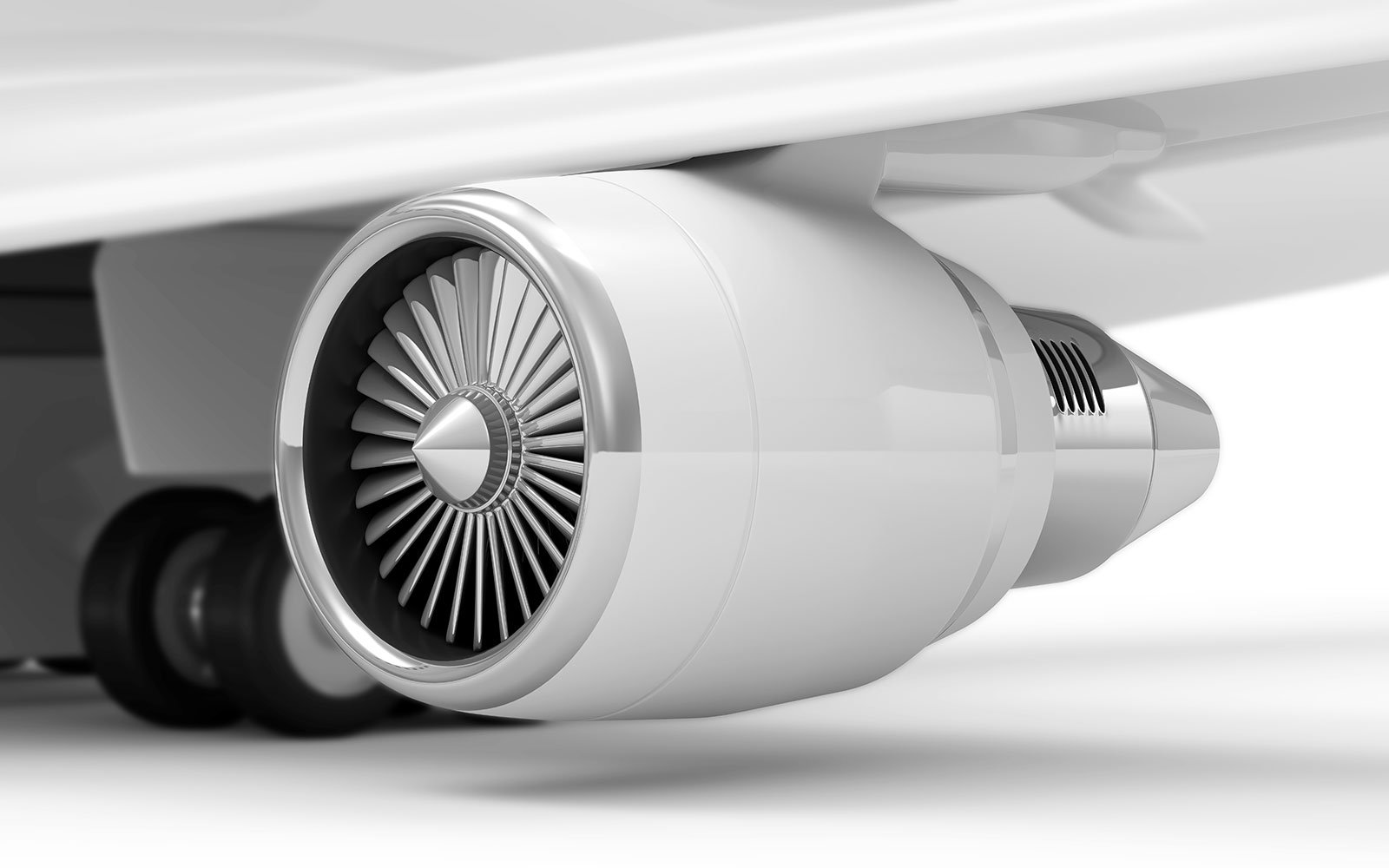 A close up 3D rendering of an engine turbine prototype