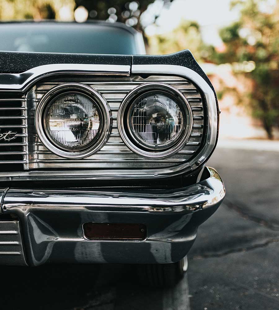 close-up of classic car